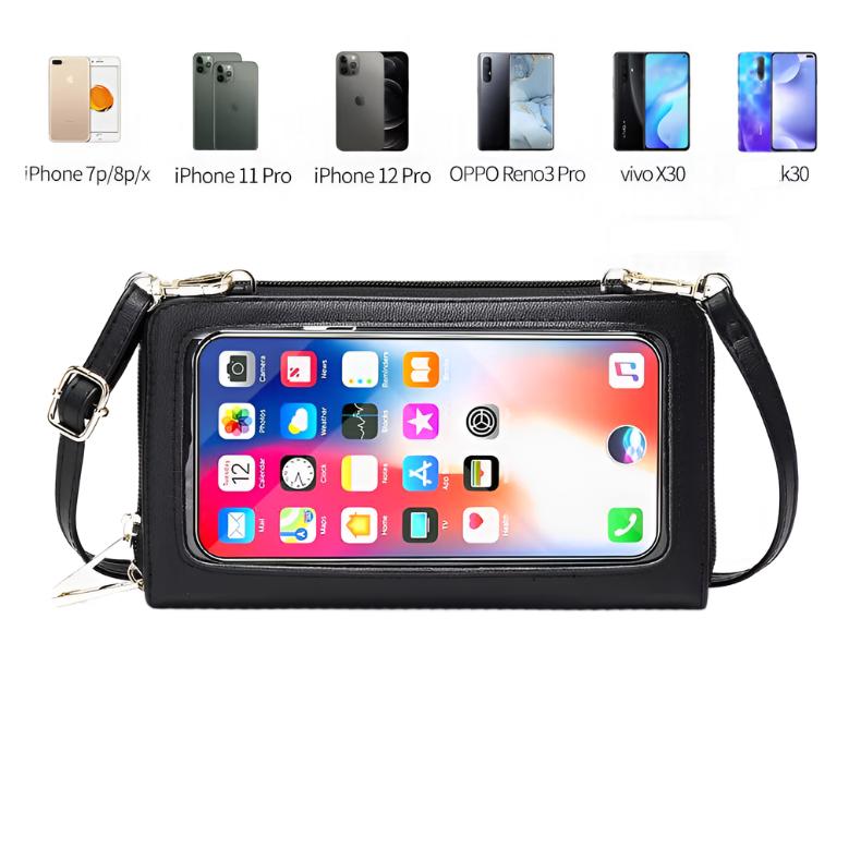 Celia | Portafoglio da viaggio con supporto per passaporto a tracolla con touch screen con blocco RFID