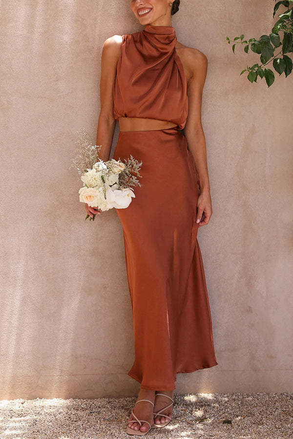 Esther - Elegante Set Top e Gonna in Satin Estivo