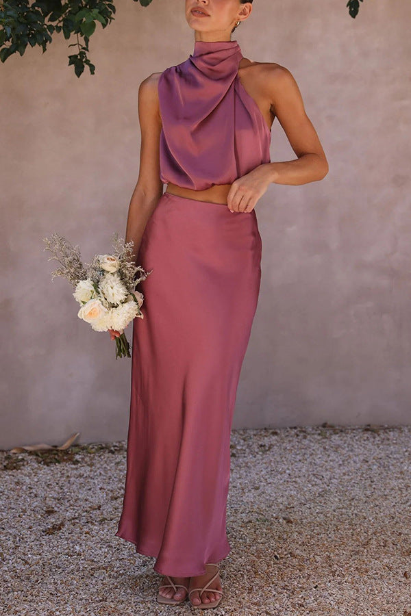Esther - Elegante Set Top e Gonna in Satin Estivo