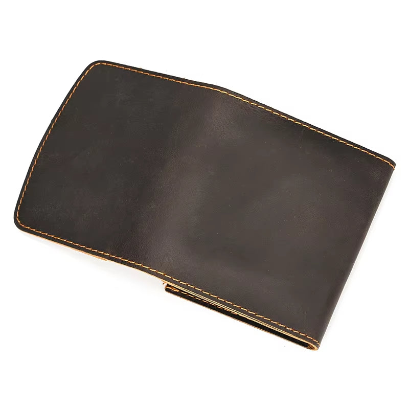 Luca | Portafoglio da viaggio vintage in pelle di mucca bifold con bottone a pressione