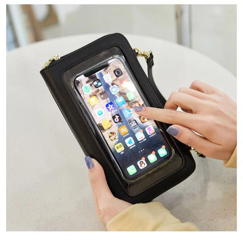 Celia | Portafoglio da viaggio con supporto per passaporto a tracolla con touch screen con blocco RFID
