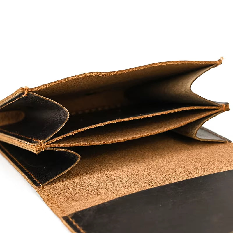 Luca | Portafoglio da viaggio vintage in pelle di mucca bifold con bottone a pressione