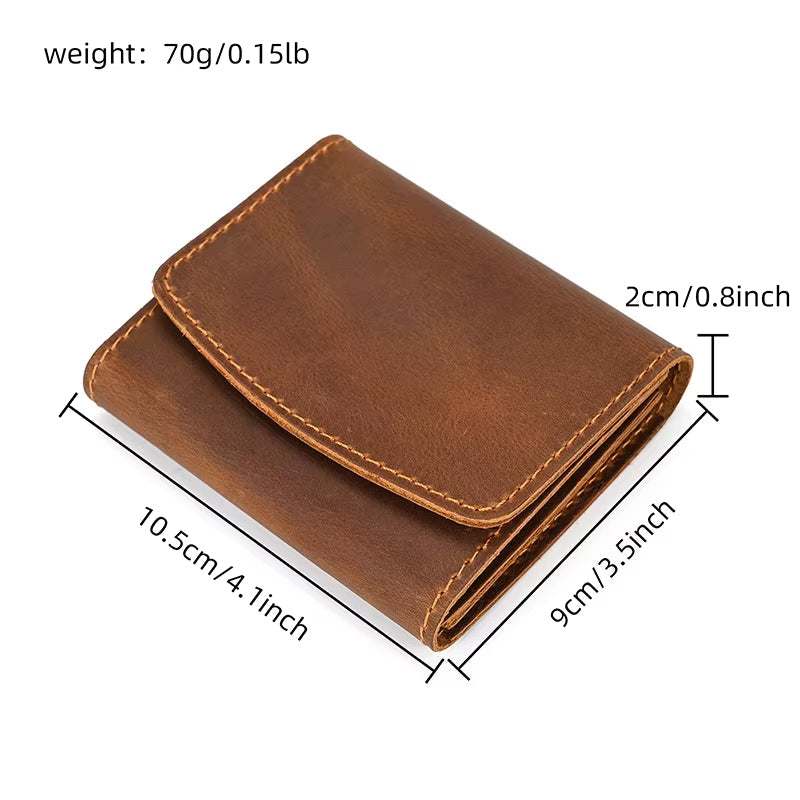 Luca | Portafoglio da viaggio vintage in pelle di mucca bifold con bottone a pressione