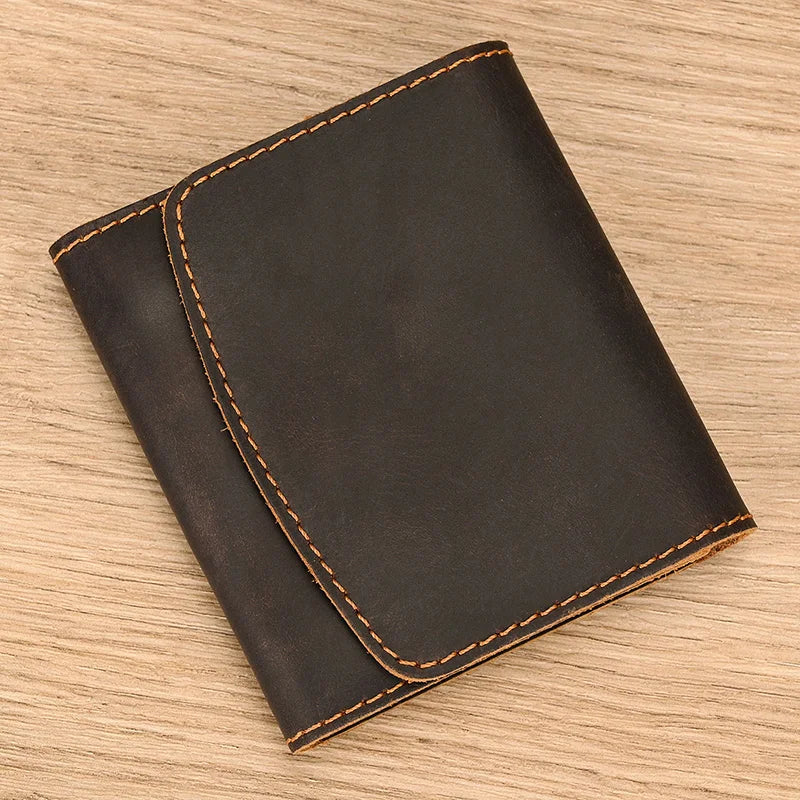 Luca | Portafoglio da viaggio vintage in pelle di mucca bifold con bottone a pressione