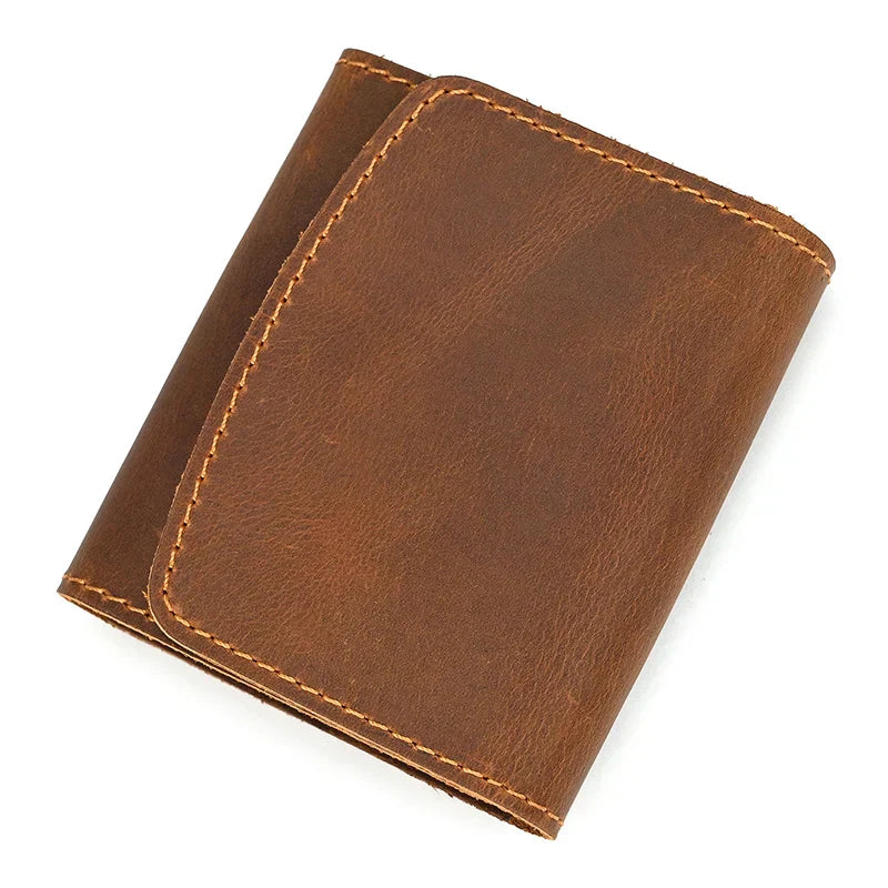 Luca | Portafoglio da viaggio vintage in pelle di mucca bifold con bottone a pressione