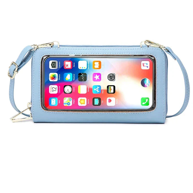 Celia | Portafoglio da viaggio con supporto per passaporto a tracolla con touch screen con blocco RFID