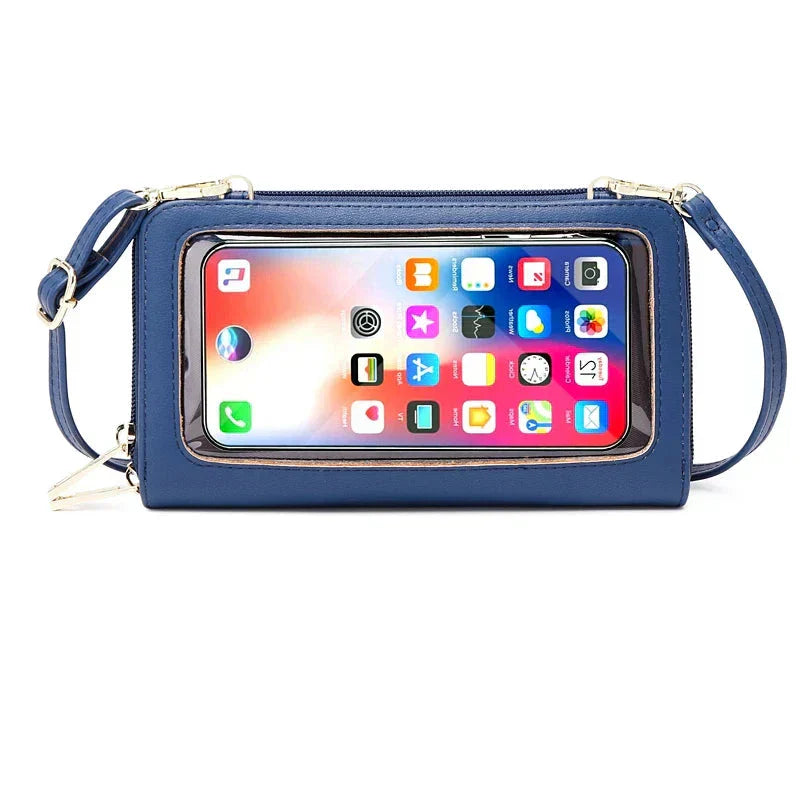 Celia | Portafoglio da viaggio con supporto per passaporto a tracolla con touch screen con blocco RFID