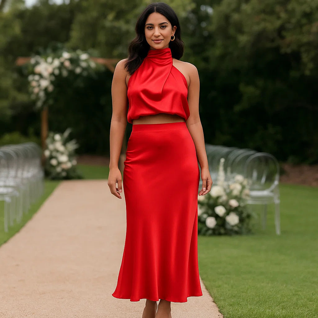 Esther – Completo Top e Gonna Satinata