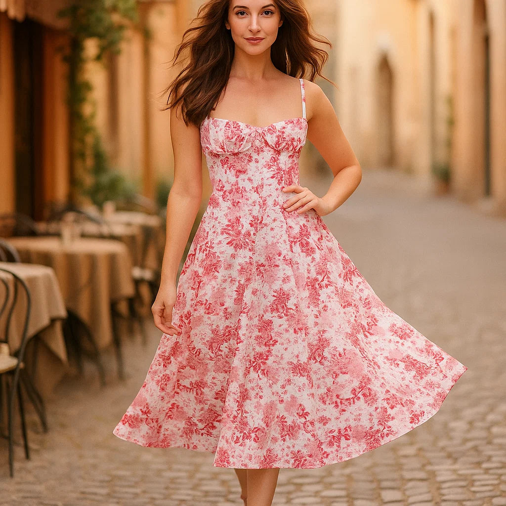 Daphne – Abito Floreale Estivo con Corsetto