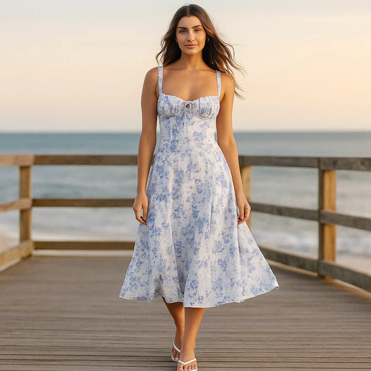 Daphne – Abito Floreale Estivo con Corsetto