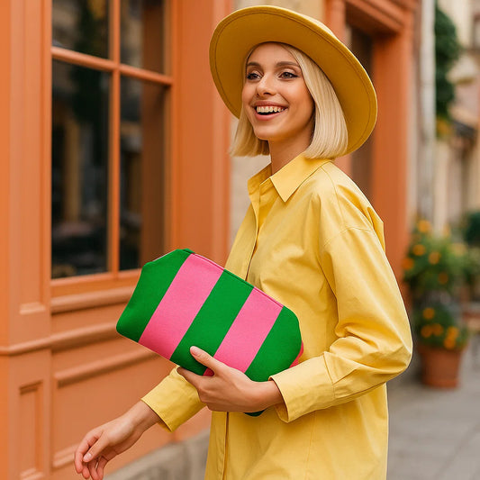 Lanie – Pochette Cosmetica Elegante a Righe