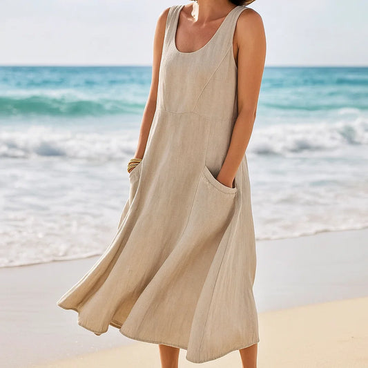 Lucy – Maxi Abito in Lino con Tasche