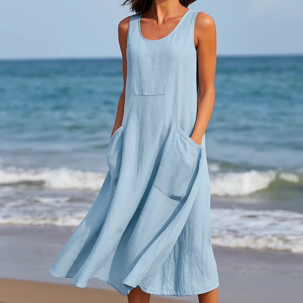 Lucy – Maxi Abito in Lino con Tasche