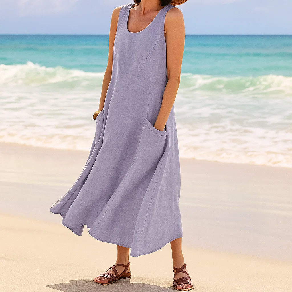 Lucy – Maxi Abito in Lino con Tasche