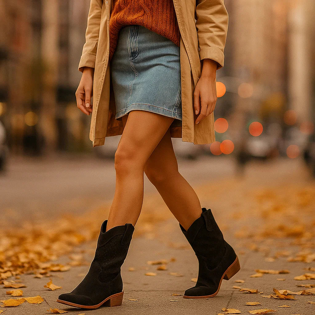 Stivaletti Donna in Camoscio con Perforazioni