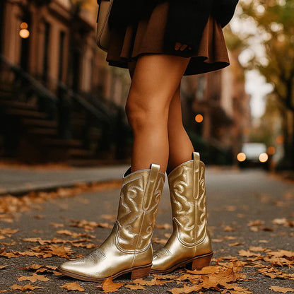 Stivali da Cowboy Donna con Accento Metallico
