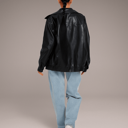 Giacca Pelle Donna - Taglio Lungo - Fino ai Fianchi - Zip Frontale