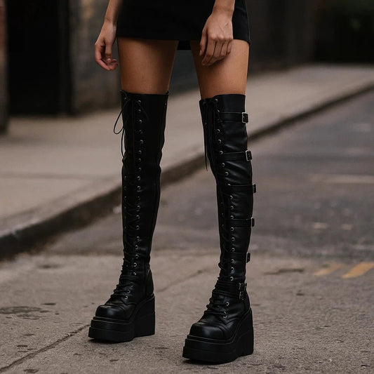 Stivaletti Donna Alti - Stringati - Piattaforma