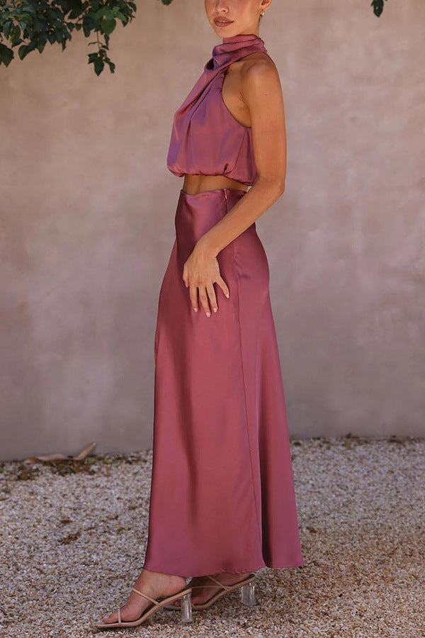 Esther - Elegante Set Top e Gonna in Satin Estivo