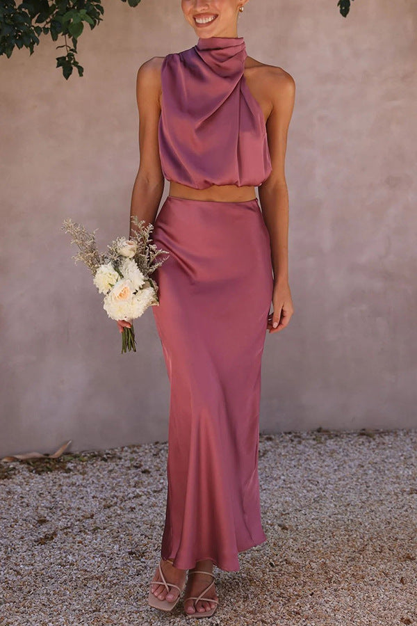 Esther - Elegante Set Top e Gonna in Satin Estivo