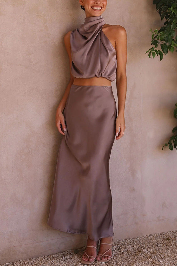 Esther - Elegante Set Top e Gonna in Satin Estivo