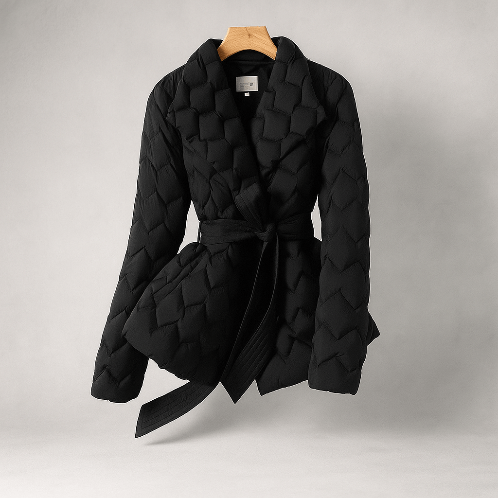 Giacca Piuma Donna - Elegante - Con Cintura - Calda - Stilosa