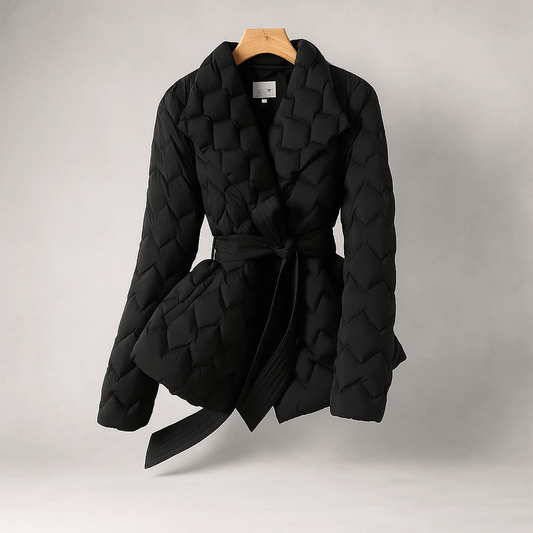 Giacca Piuma Donna - Elegante - Con Cintura - Calda - Stilosa