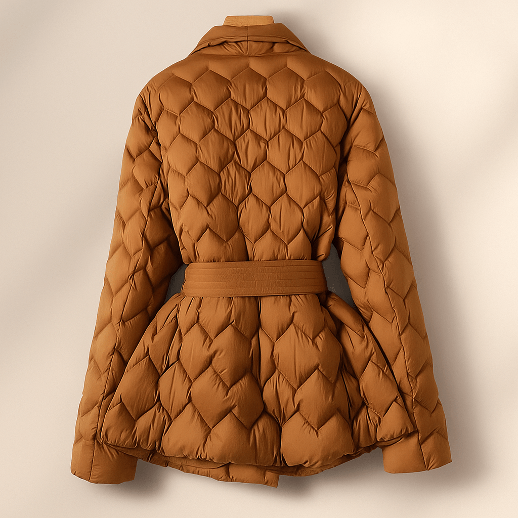 Giacca Piuma Donna - Elegante - Con Cintura - Calda - Stilosa