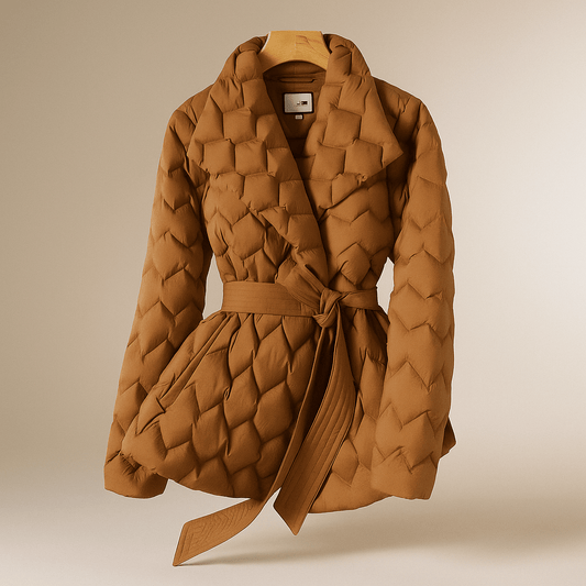 Giacca Piuma Donna - Elegante - Con Cintura - Calda - Stilosa