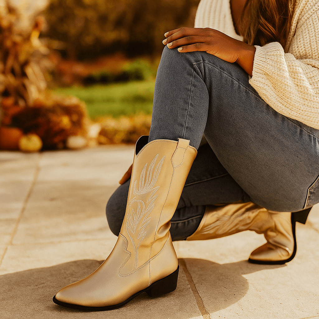 Stivali Cowboy Femminili in Pelle - Vestibilità Comoda