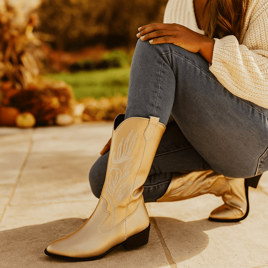 Stivali Cowboy Femminili in Pelle - Vestibilità Comoda