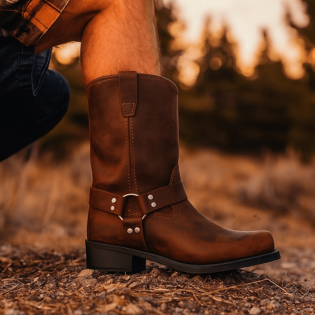 Stivaletti da Donna al Polpaccio - Cintura Pelle - Fibbia Borchie