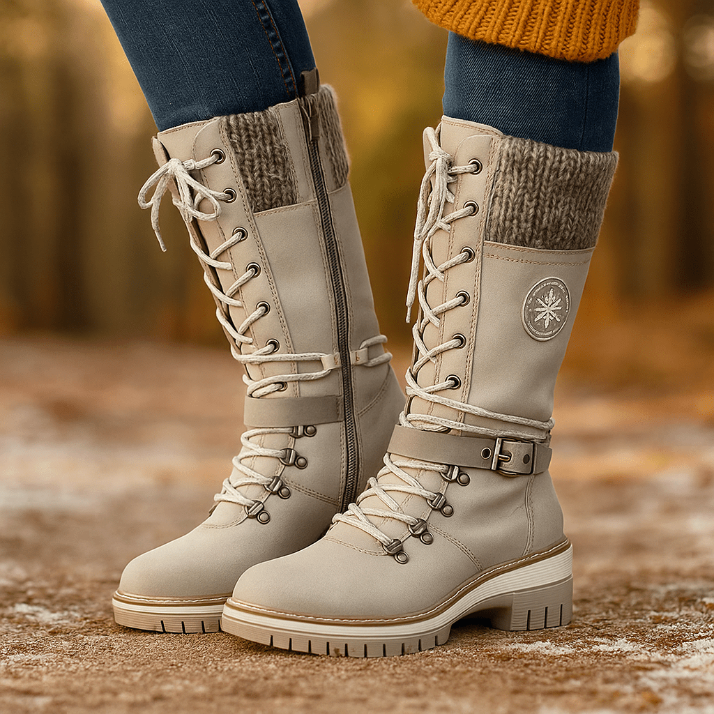 Stivaletti donna effetto pelle - lacci - cerniera - suola antiscivolo