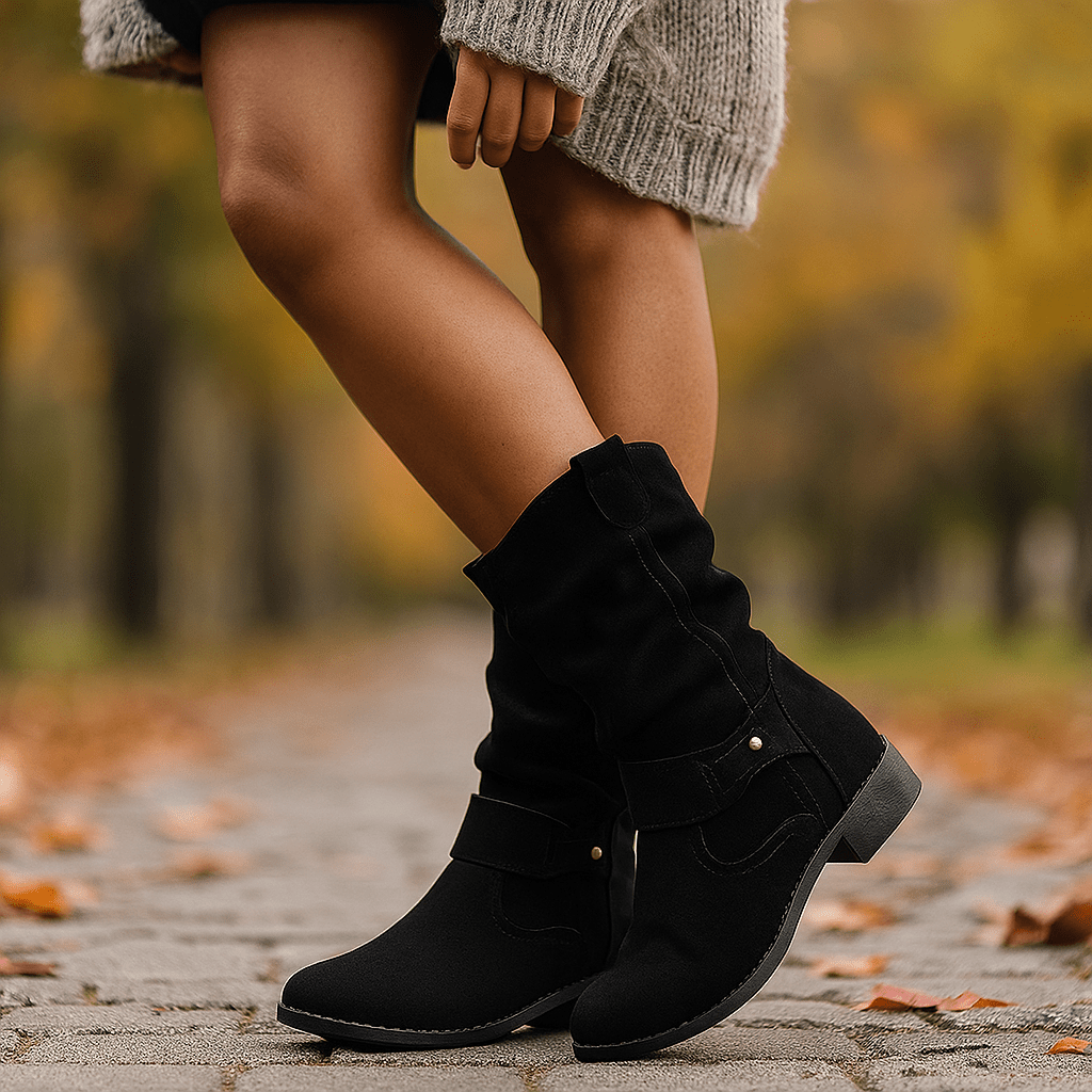 Stivaletti Donna alla Gamba - Camoscio - Tacco a Colonna - Taglio Lascio