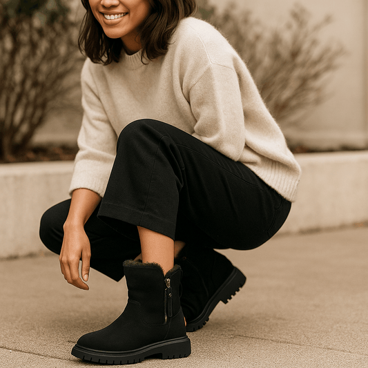 Stivaletti Femminili Fino al Polpaccio - Camoscio - Pelliccia Sintetica Comfort