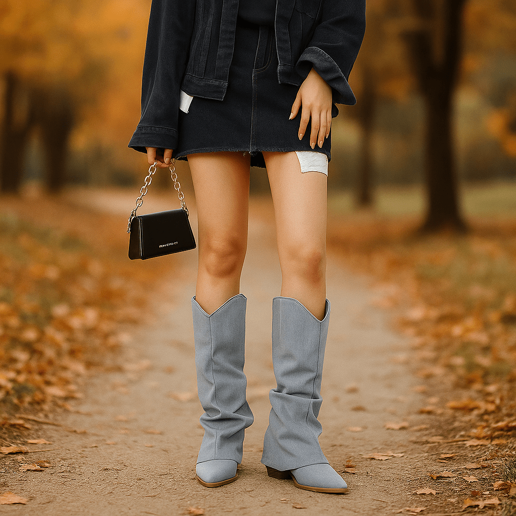 Stivali Cowboy in Denim - Eleganti - Confortevoli - Resistenti