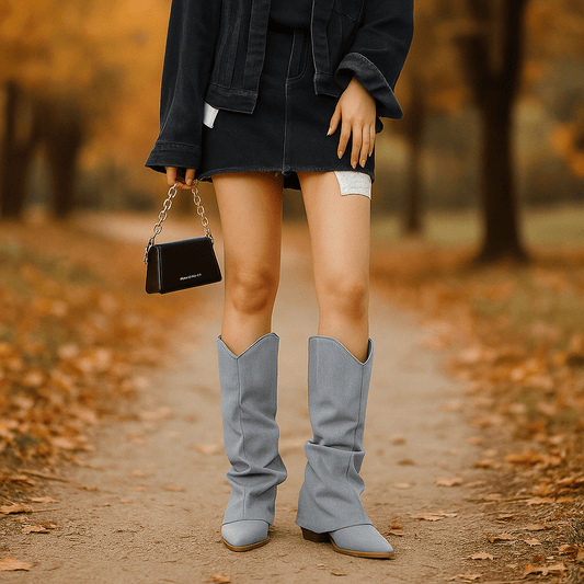 Stivali Cowboy in Denim - Eleganti - Confortevoli - Resistenti