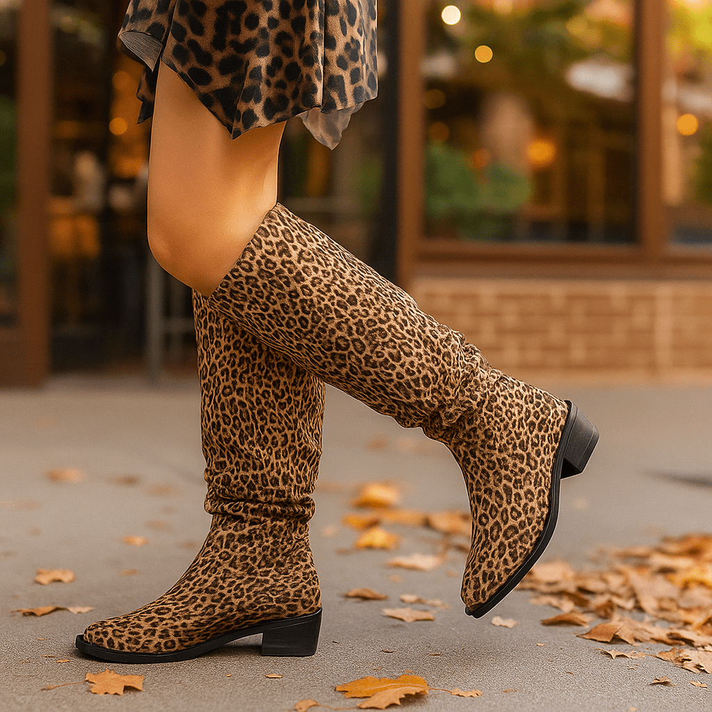 Stivali Overkneestøvler - Motivo Leopardo - Stile Chic