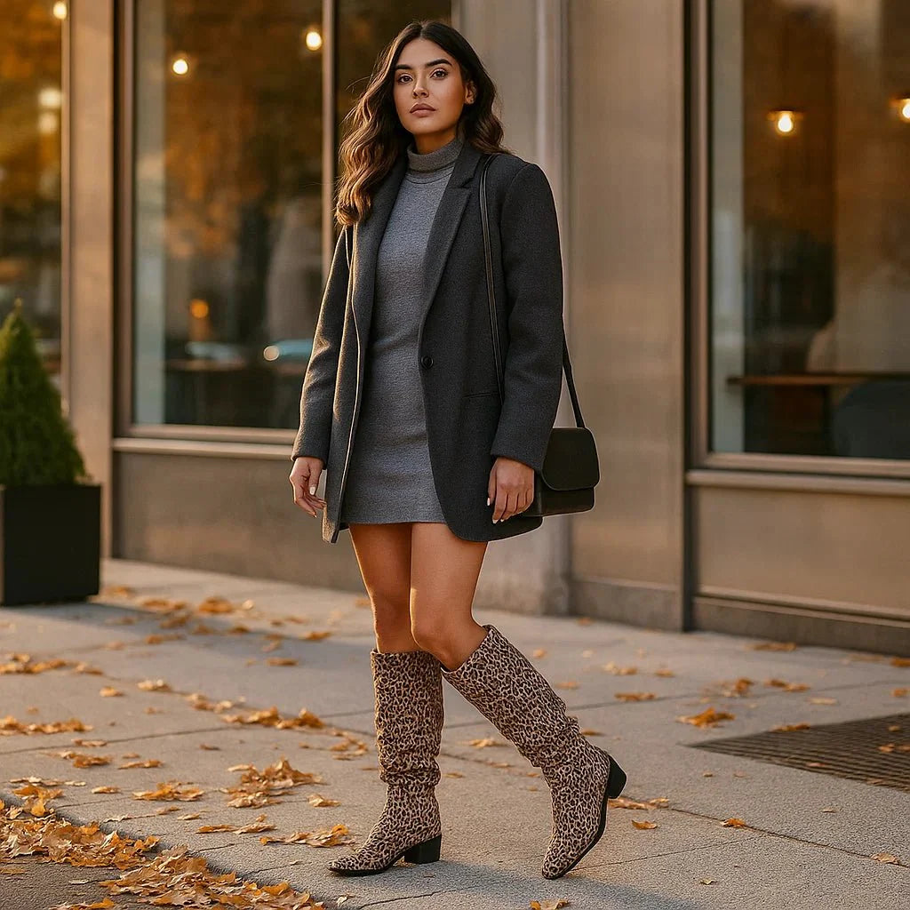 Stivali Overkneestøvler - Motivo Leopardo - Stile Chic