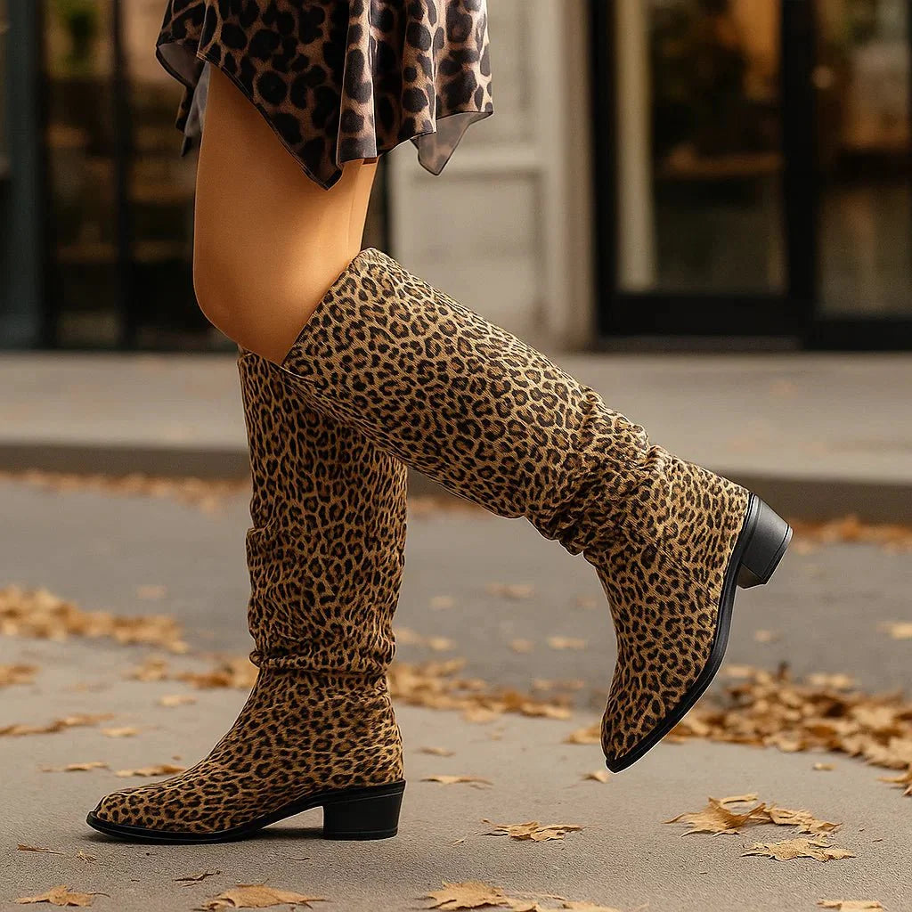 Stivali Overkneestøvler - Motivo Leopardo - Stile Chic