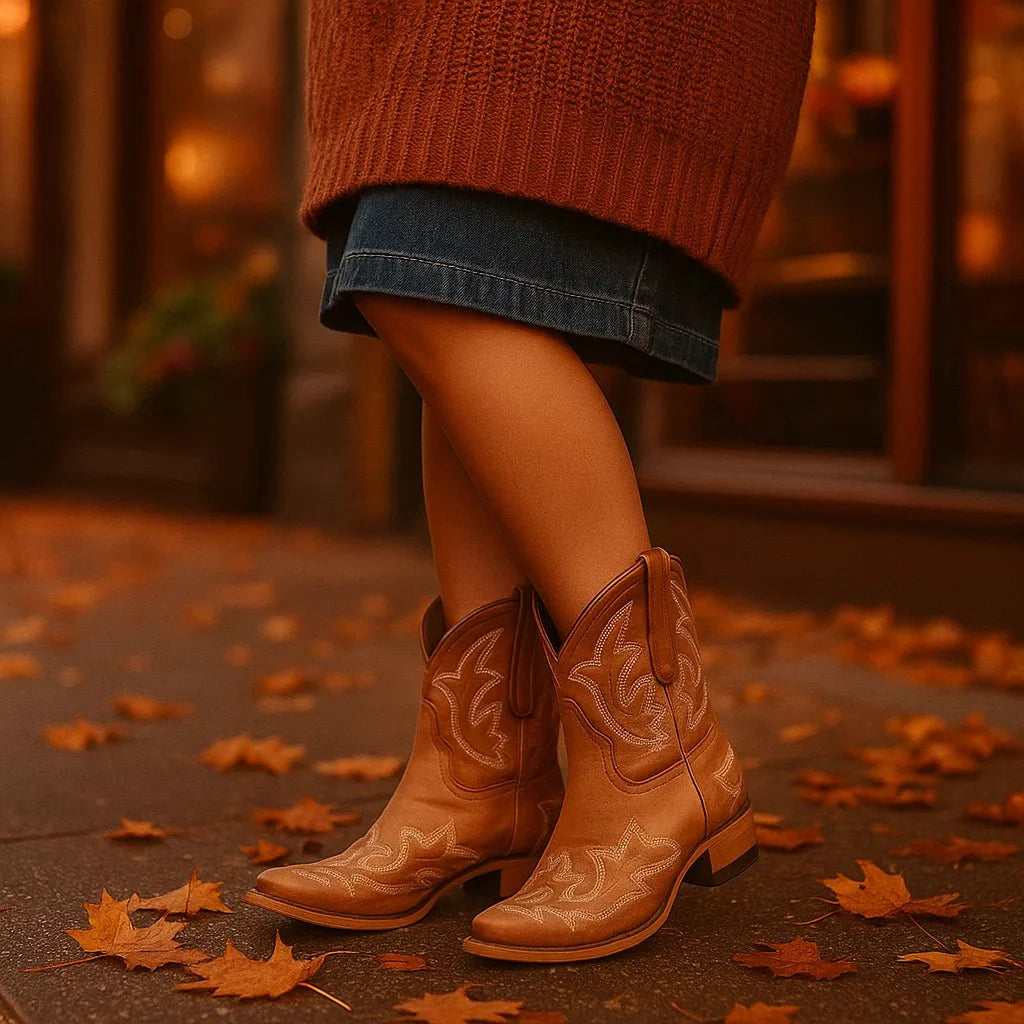 Laurice - Stivali cowboy in pelle ricamati - Stile unico - Lunga durata