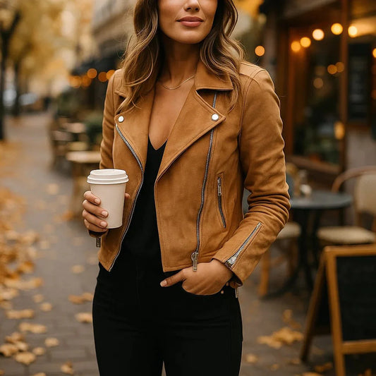 Marielle - Giacca Sued Corta - Leggera - Versatile - Comoda