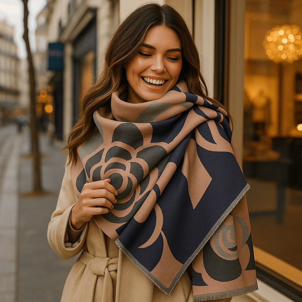 Sciarpa Lussuosa Reversibile - Motivo Floreale - Elegante