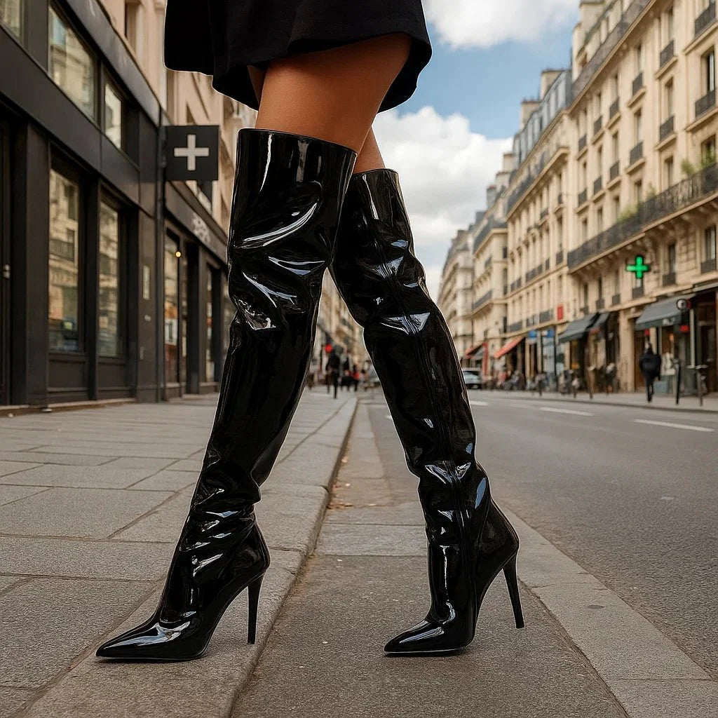 Stilla - Stivali Overknee Lucidi - Finitura Verniciata Elegante