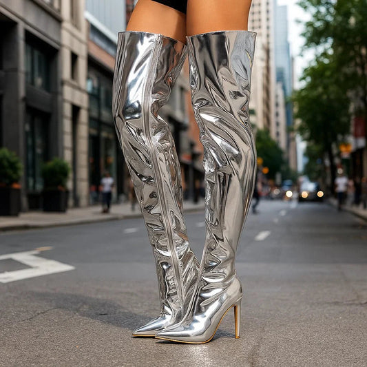 Stilla - Stivali Overknee Lucidi - Finitura Verniciata Elegante
