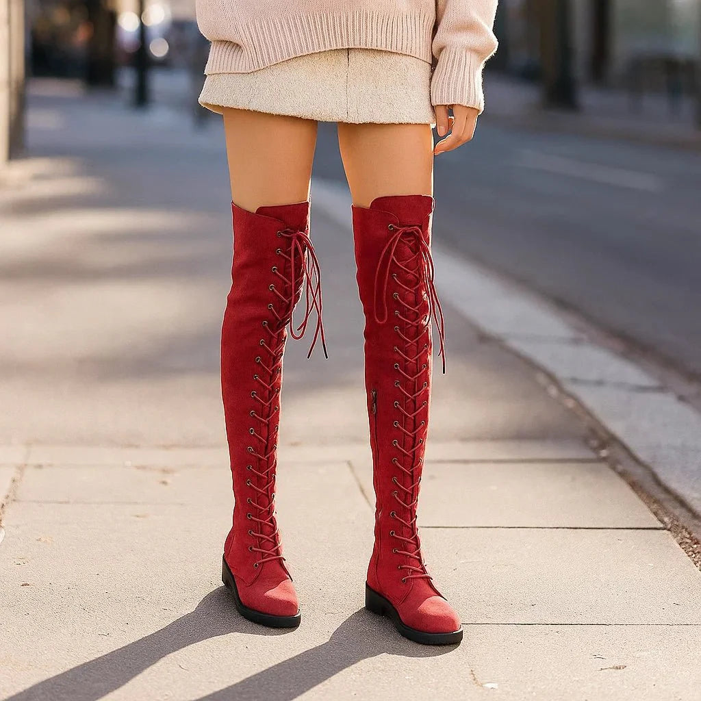 Stilla Luo - Stivali Overknee Donna - con Lacci