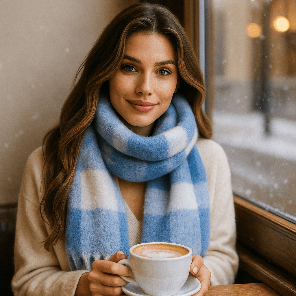 Sciarpa a quadri carmine - Elegante - Morbida - Calda