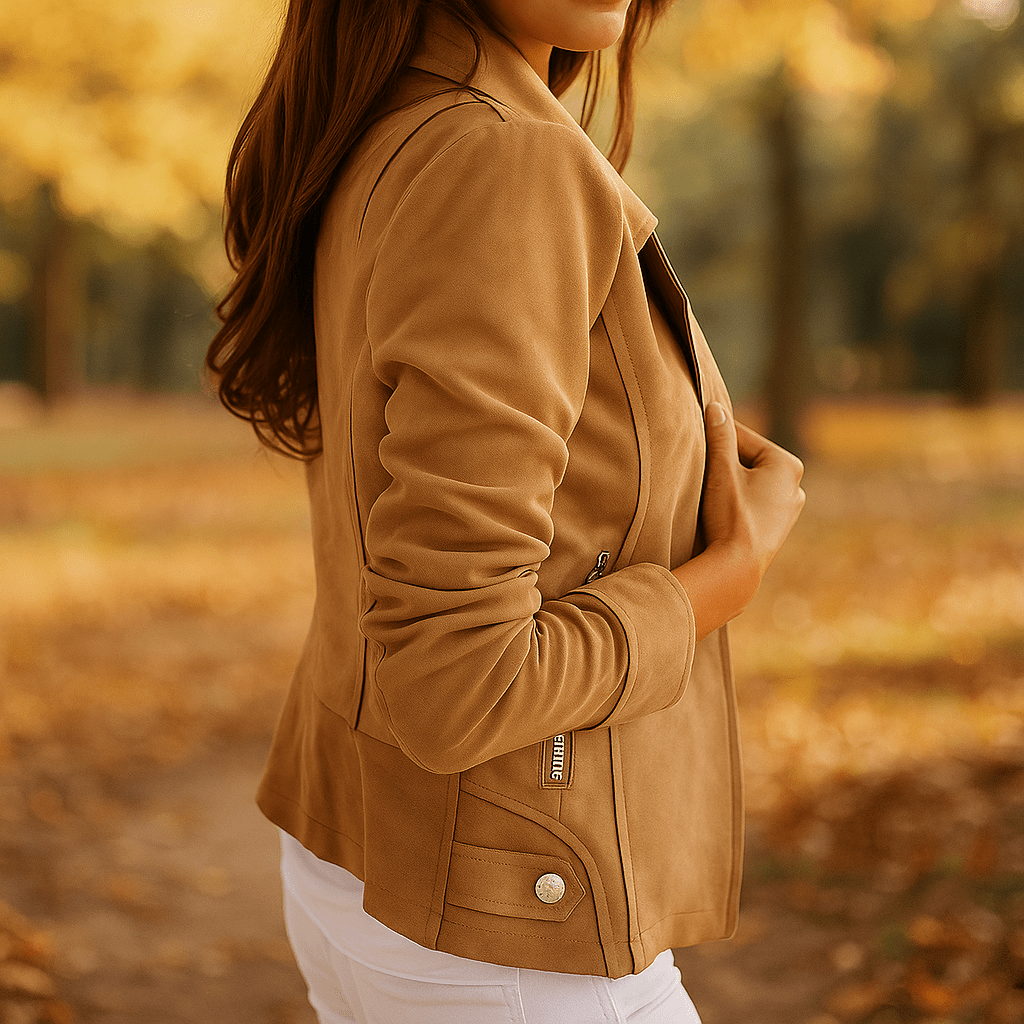 Giacca in Pelle Snella da Donna - Zip - Bottoni - Comfort - Elegante