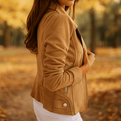 Giacca in Pelle Snella da Donna - Zip - Bottoni - Comfort - Elegante