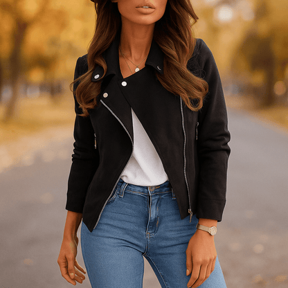 Giacca in Pelle Snella da Donna - Zip - Bottoni - Comfort - Elegante